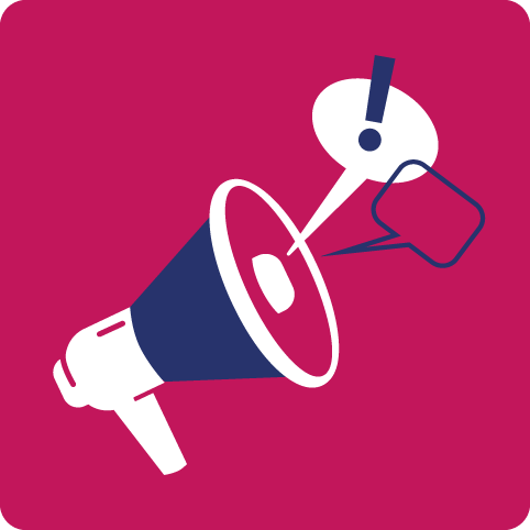 Icon: Megafon mit Sprechblasen