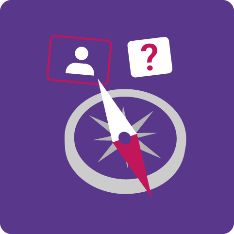 Icon: Kompass mit Sprechblasen